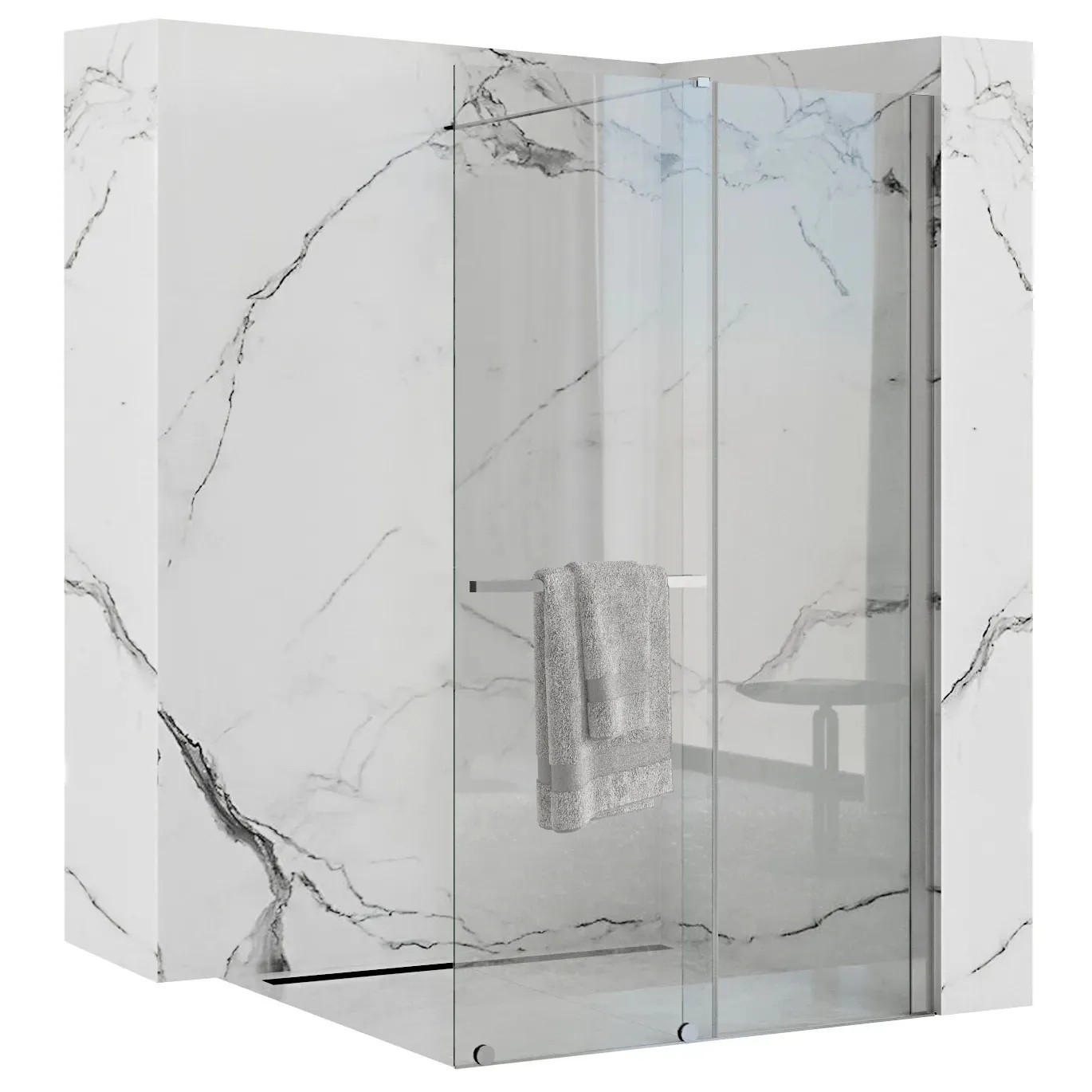 REA Duschwand Chrom 120.5x199.5 cm