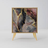 SIDEBOARD GOLDEN TIDES, Eichefarben, 57,5x42x75,5 cm, Goldfarbene Metallfüße - Eichefarben/Goldfarben, Holzwerkstoff/Metall (57.5/75.5/42cm) - SpaceRebels