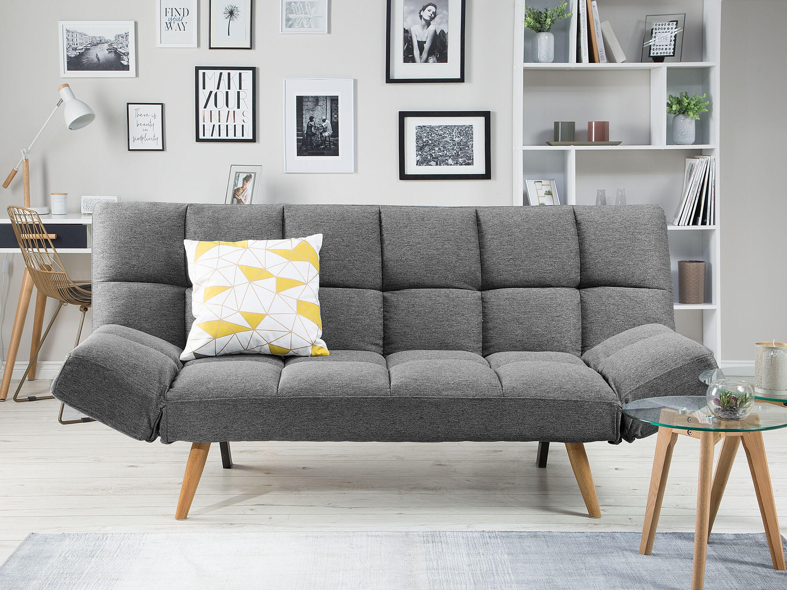 3-SITZER-SCHLAFSOFA Polsterbezug Dunkelgrau Ingaro - Dunkelgrau, Textil (182/86/79cm) - Beliani