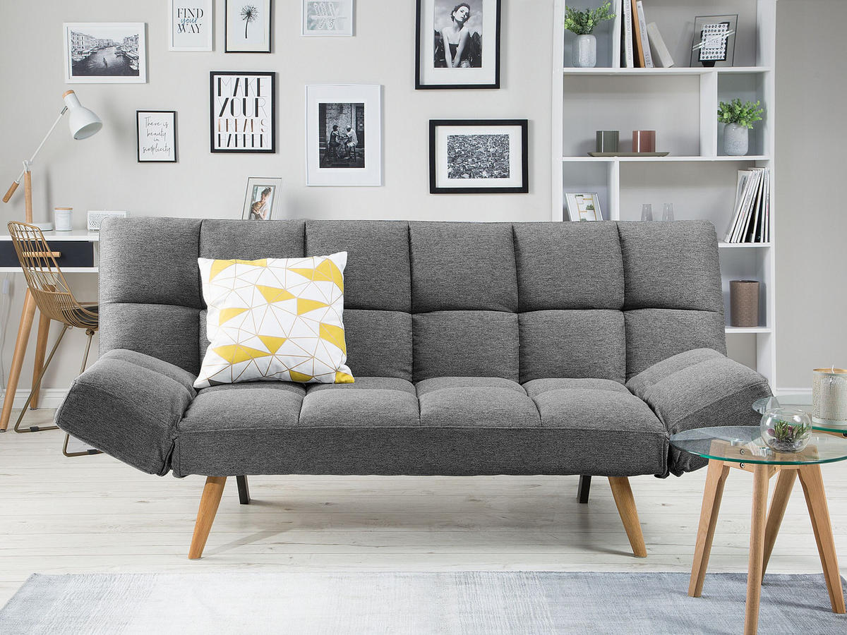 3-SITZER-SCHLAFSOFA Polsterbezug Dunkelgrau Ingaro - Dunkelgrau, Textil (182/86/79cm) - Beliani