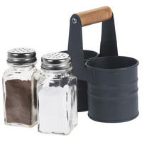 GEWÜRZSTREUER-SET Metallständer 2-teilig Grau - Grau, Glas (6/12.5/13cm) - Orion 