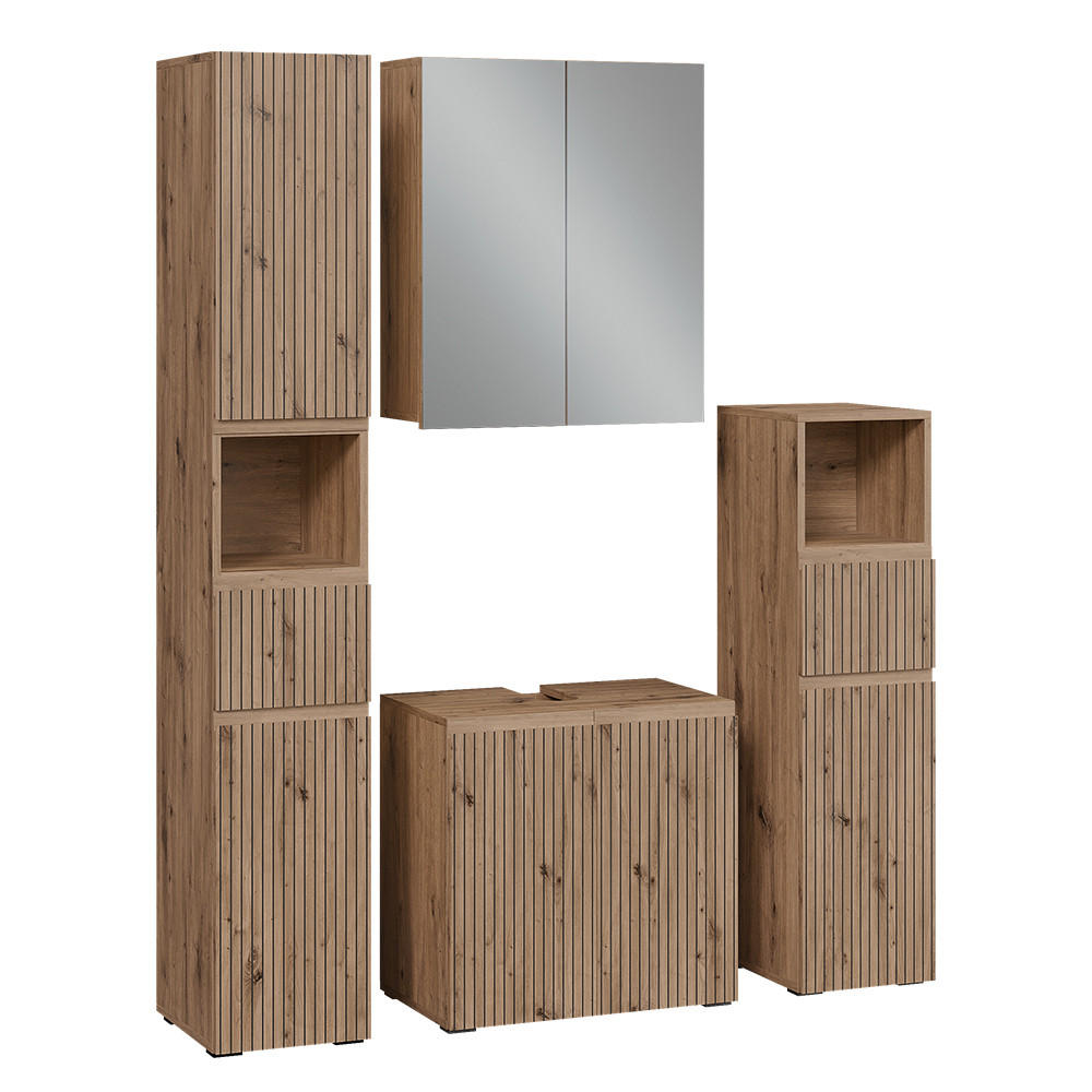 BADMÖBEL-SET Takumi Artisan 4 Teile - Hellgrau, Holzwerkstoff (60/58/35cm) - Vicco