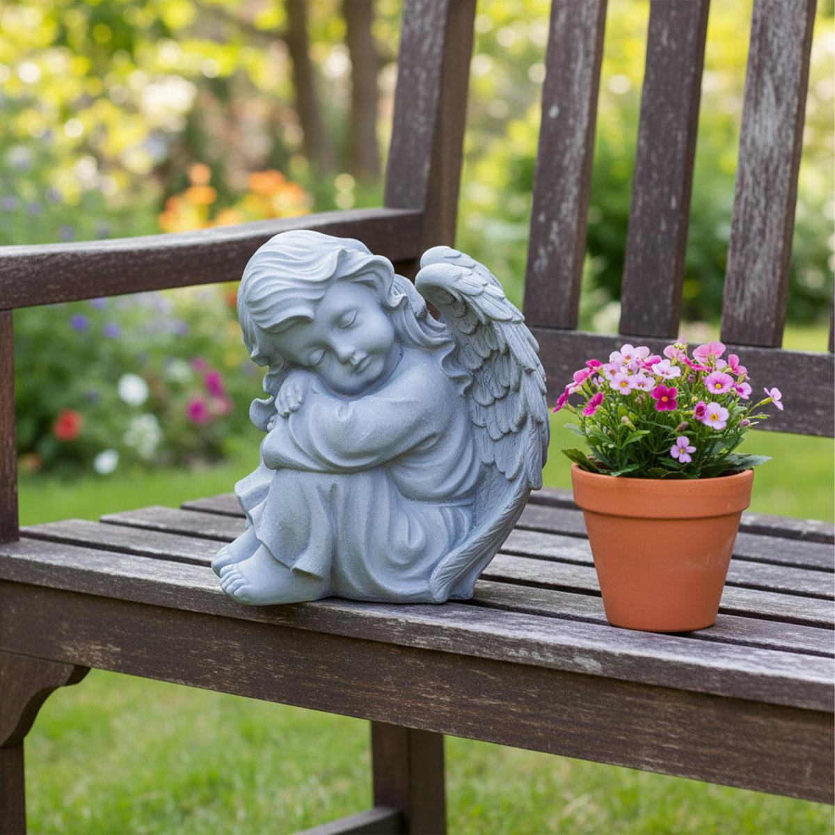 ANGEL - siva, umetna masa (24/24/15cm) - Relaxdays