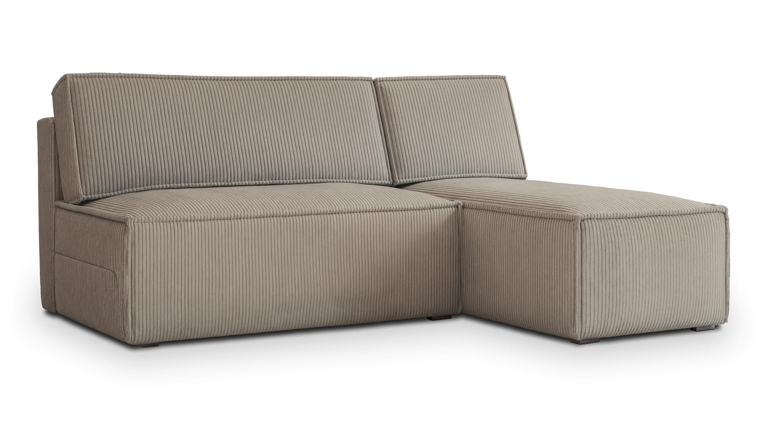 ECKSOFA BRISO P Beige Kordstoff mit Schlaffunktion - Beige, Holz (200/140cm) - MASSENO