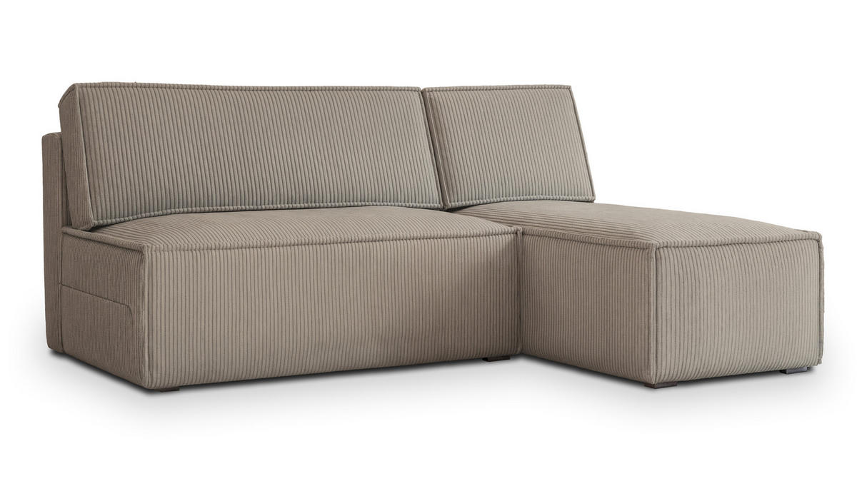 ECKSOFA BRISO P Beige Kordstoff mit Schlaffunktion - Beige, Holz (200/140cm) - MASSENO
