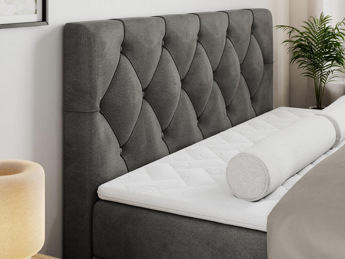 BOXBETT ALDA 120/200 Dunkelgrau Velvet - H3 - Dunkelgrau, Holz/Textil (120/200cm) - MKS