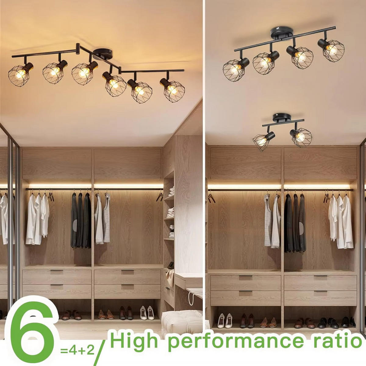 E14 LED-DECKENSTRAHLER 117 cm Schwarze Deckenleuchte - Schwarz, Kunststoff (117/11/19cm) - Coonoor