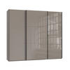 SCHWEBETÜRENSCHRANK 3-türig B250/H216/T65 cm in Sand Grau mit Glasfront inkl. Vollausstattung / 22031 - Sandfarben/Schwarz, Holzwerkstoff/Metall (250/216/65cm) - luma-home