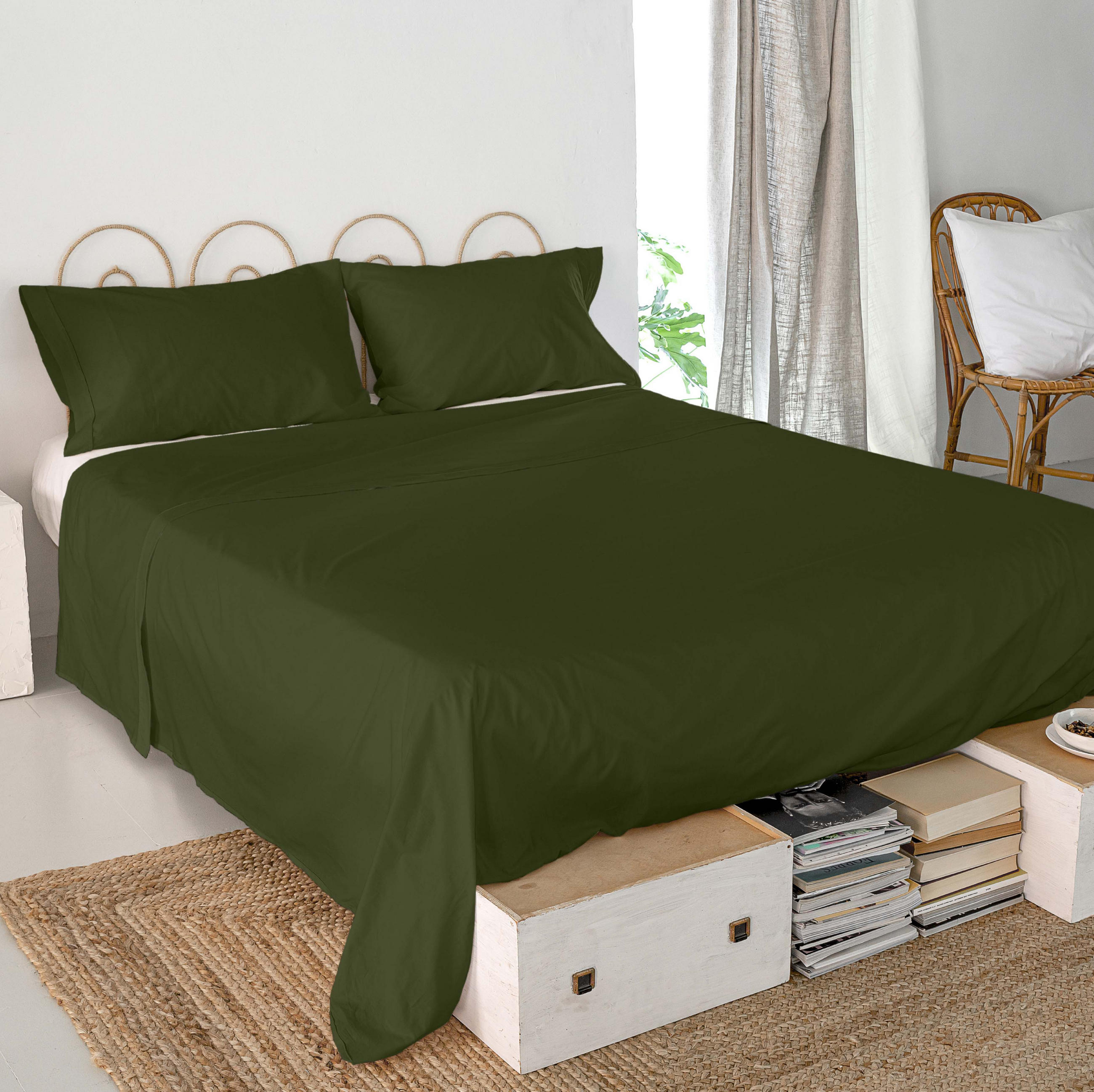 OBERBETTLAKEN basic 260x270 cm olivgrün - Olivgrün, Textil (260/270cm) - Happy Friday