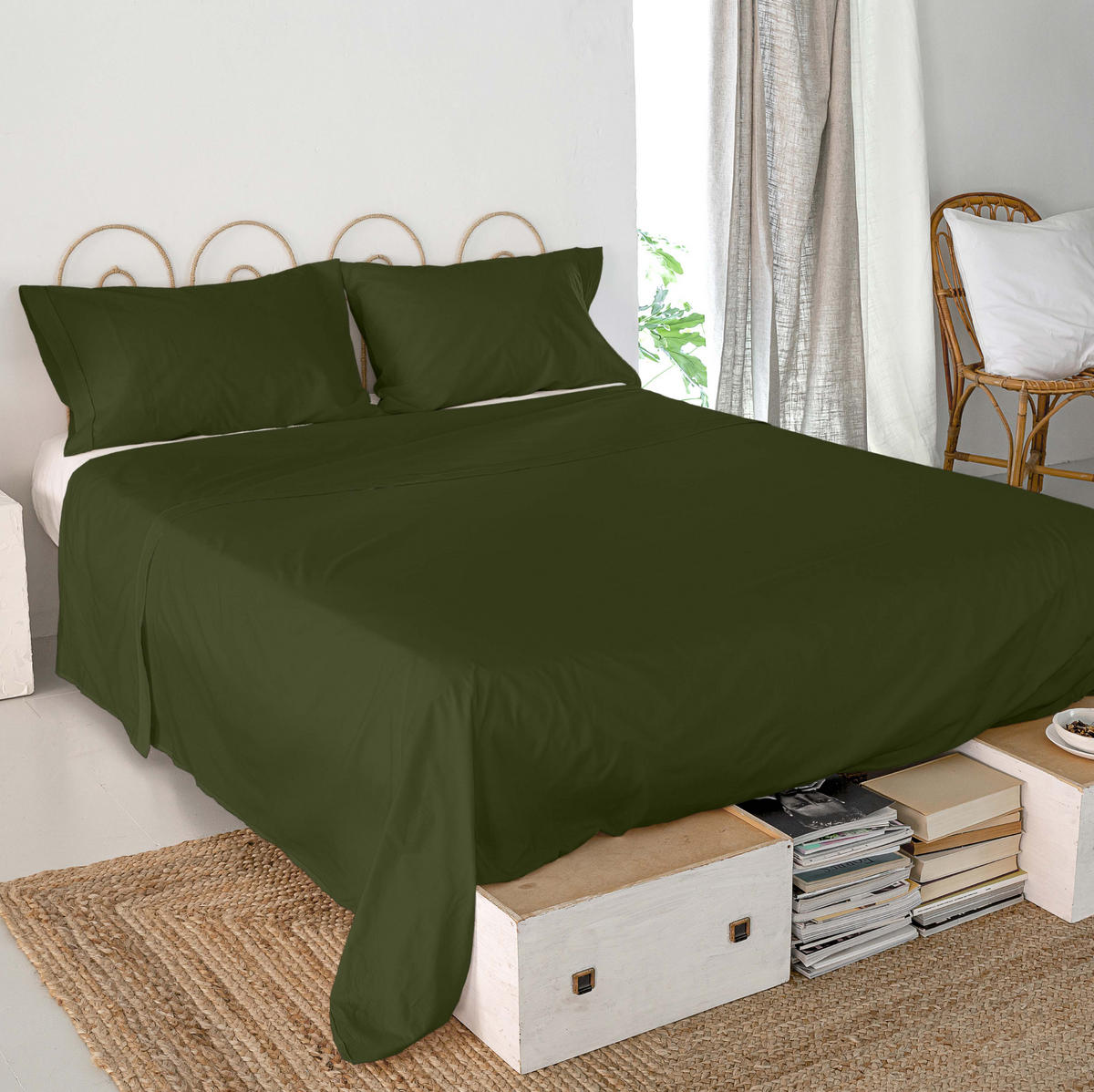 OBERBETTLAKEN basic 260x270 cm olivgrün - Olivgrün, Textil (260/270cm) - Happy Friday