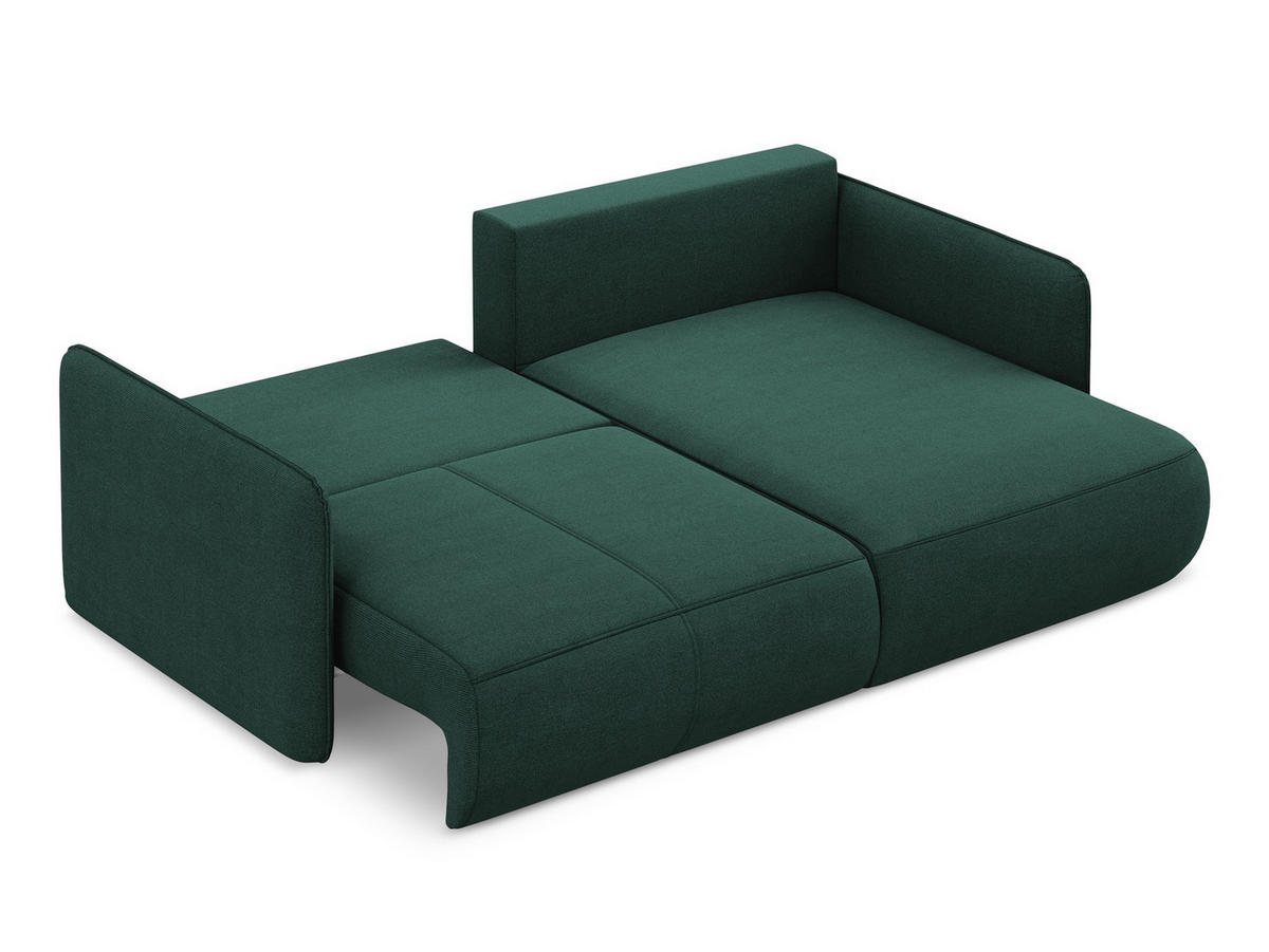 ECKSOFA mit Schlaffunktion Strukturstoff Stoff Grün - Dunkelgrün/Schwarz, Kunststoff/Textil (207/148cm) - Makamii