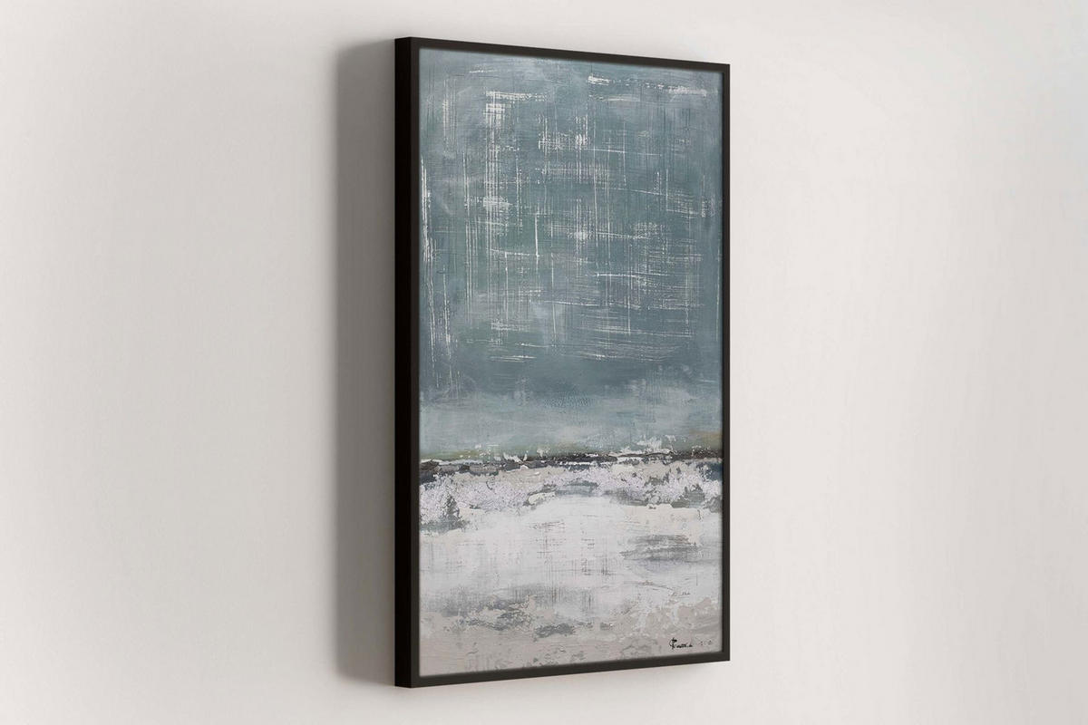 ACRYLBILD HANDGEMALT 80/120 cm - Blau/Beige, Holz/Textil (2.74/120cm) - KUNSTLOFT