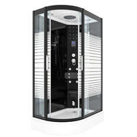 DAMPFDUSCHE Sauna Duschkabine D30-73M2L-EC 120x80 cm MIT 2K Scheiben Versiegelung - Schwarz, Glas/Kunststoff (120/80/215cm) - AcquaVapore by Sandra Jentho