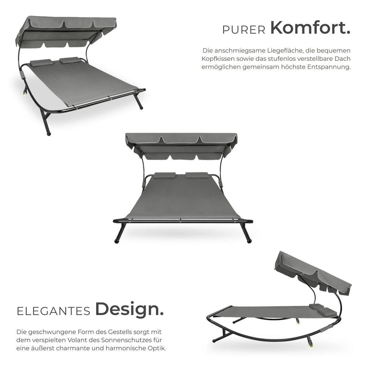 GARTENLIEGE Livorno, 215 x 183 x 150 cm, schwarz/grau - Schwarz/Grau, Kunststoff (185/175/195cm) - tectake