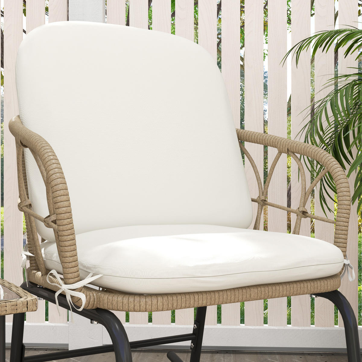 GARTENMÖBEL-SET 63/82/75 cm gelb aus Rattan mit Schaukelstühlen - Beige, Metall - OKWISH