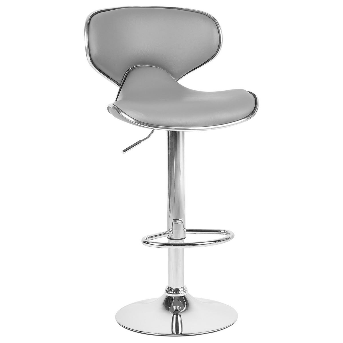 BARHOCKER 2er-Set Kunstleder Grau Conway - Grau, Textil/Metall (45/110/35cm) - Beliani