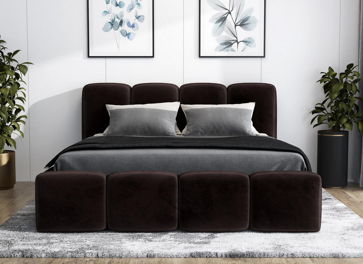 POLSTERBETT DONA 90x200 Dunkelbraun - Dunkelbraun, Textil (90/200cm) - A&J MöbelLand