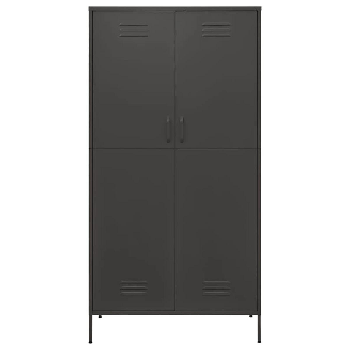 KLEIDERSCHRANK 2-Türig mit 4 verstellbaren Fächern 90/50/180 cm aus Stahl Anthrazit - Anthrazit/Schwarz, Holz/Metall (90/180/50cm) - vidaXL
