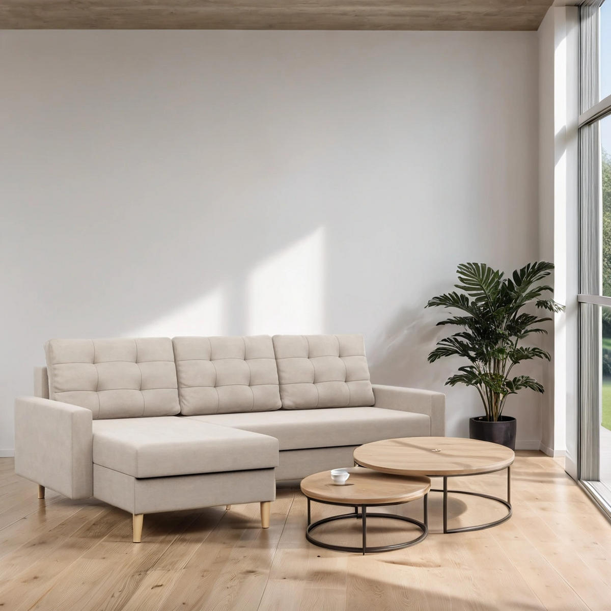 ECKSOFA Blank beige - Beige, Textil (223/140cm) - SIMKAM Furniture