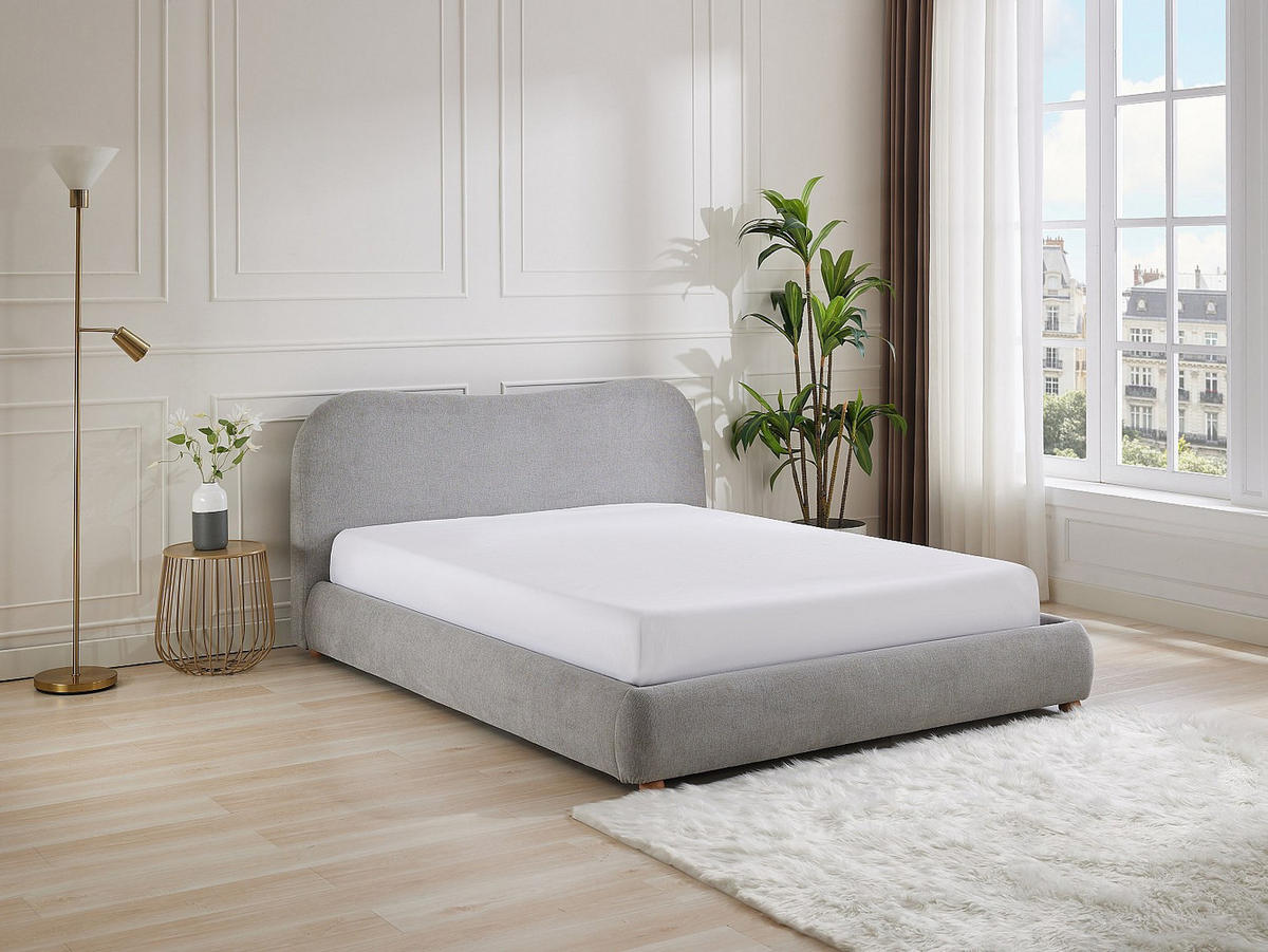 BETT mit Bettkasten - 1 Person - Stoff - Hellgrau - Hellgrau, Textil (120/190cm) - Vente-Unique