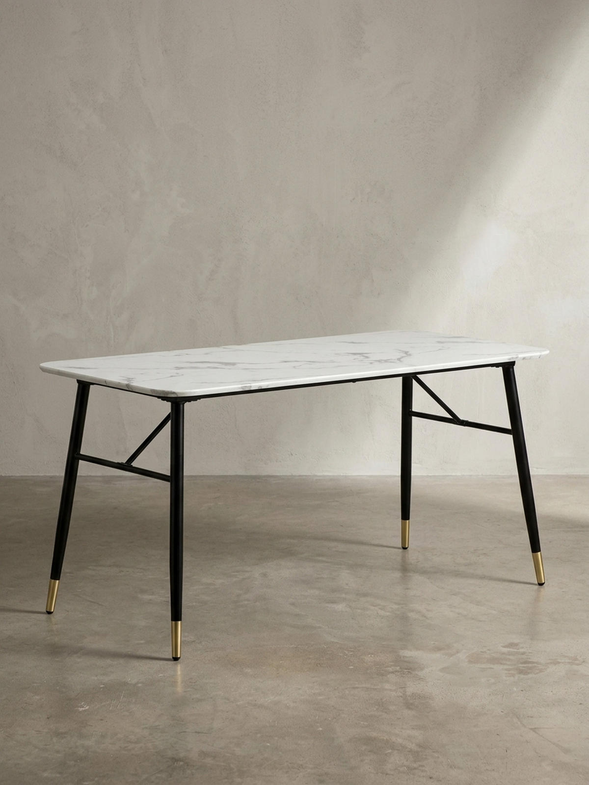 ESSTISCH Marmoroptik Metall Rechteckig Modern Klein, Weiß 140x80x76 cm - Goldfarben/Weiß, Holzwerkstoff/Metall (80/140/76cm) - KADIMA DESIGN