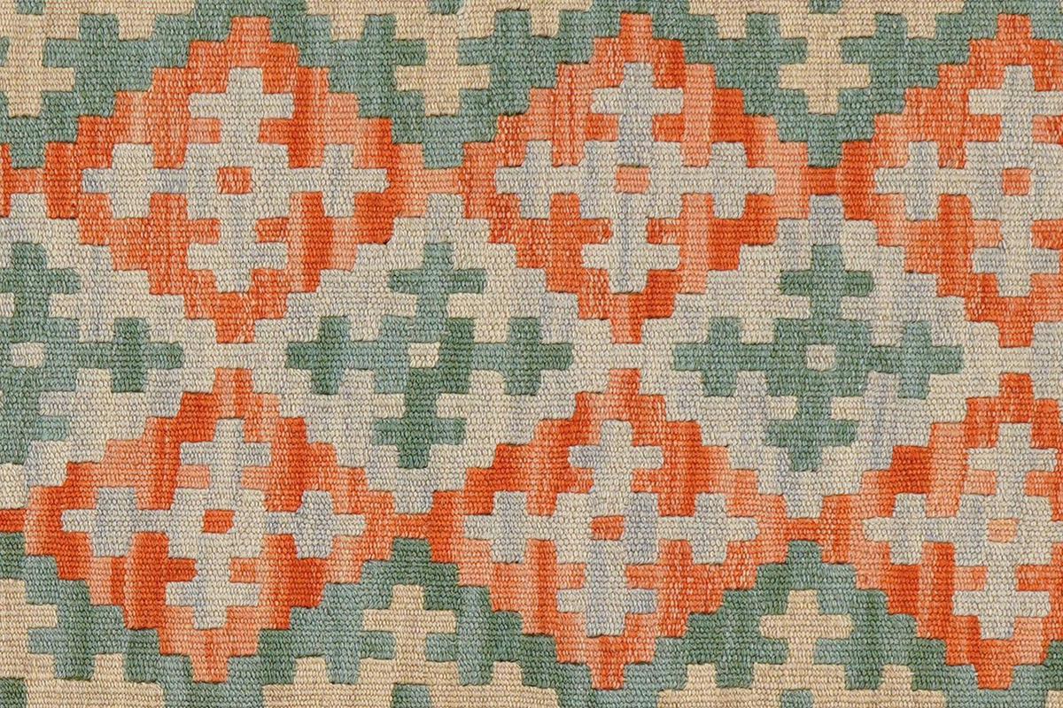 KELIM-LÄUFER handgewebt Gashgai Grün 195/62 cm Schurwolle - Grün, Textil (62/195cm) - Looma