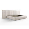 BETT mit Bettkasten und Doppelkopfteil Kelp aus strukturiertem Stoff beige 200x200cm - Beige, Textil (200/200cm) - Micadoni