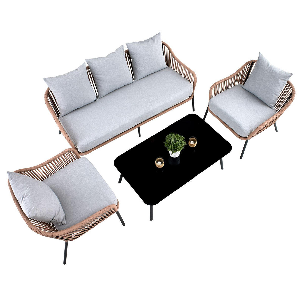 GARTENMÖBEL-SET BENGAL - Braun, Metall - CARO-Möbel