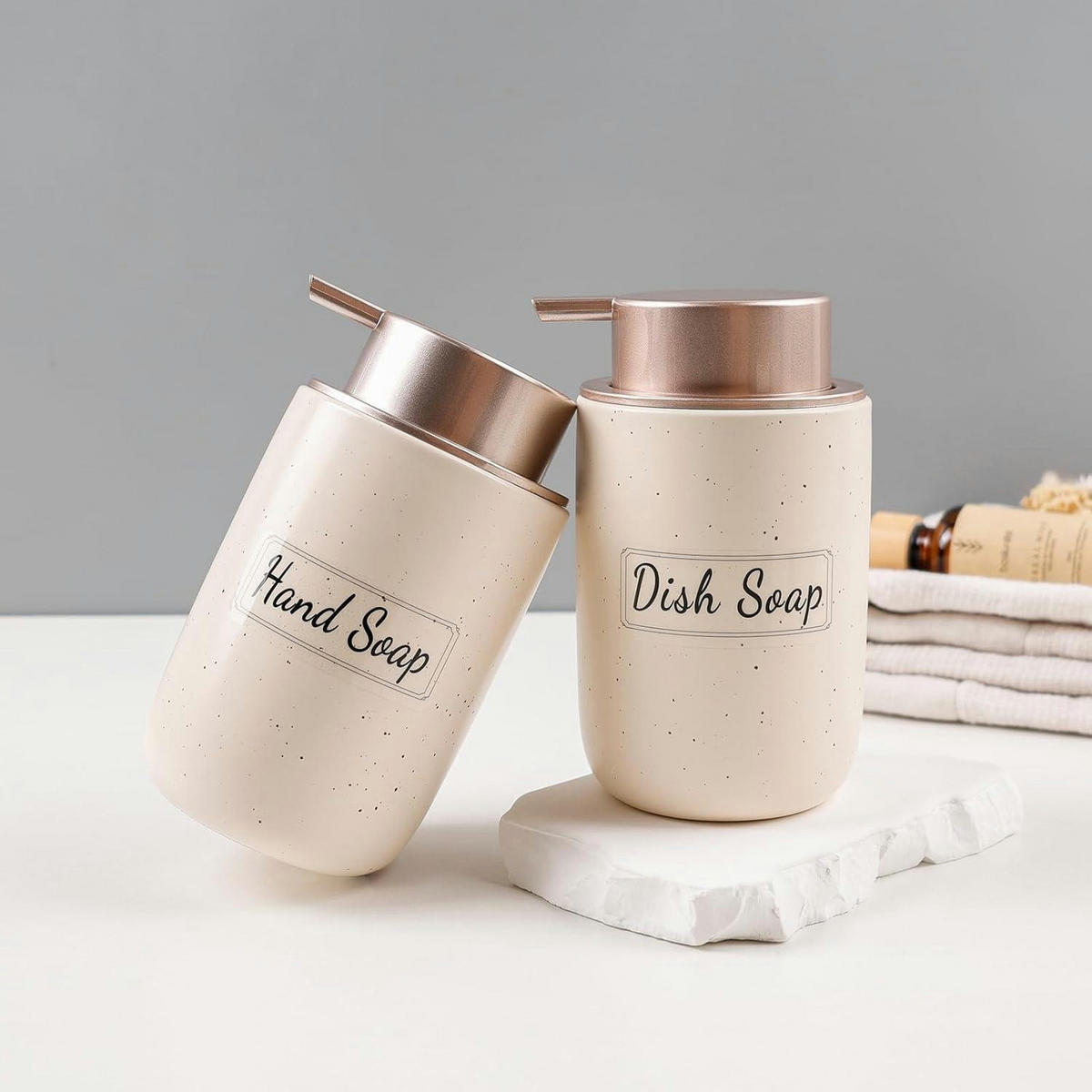 SEIFENSPENDER Keramik Beige & Rosa 350 ml - Beige, Keramik (8/14/8cm)