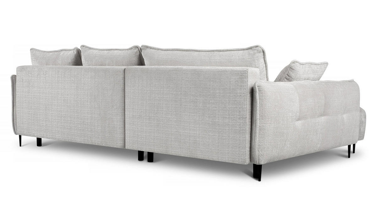 ECKSOFA Oblivio Hellgrau Chenille - Hellgrau/Schwarz, Textil/Metall (285/200cm) - Selsey