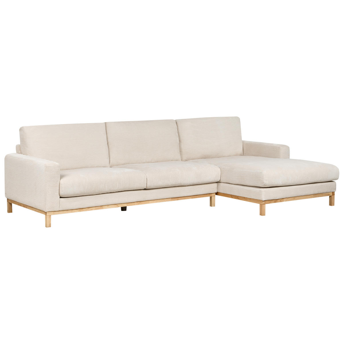 COLȚAR cu 4 locuri reps reiat bej deschis pe partea stângă Siggard - maro/bej, material textil (321/168cm) - Beliani