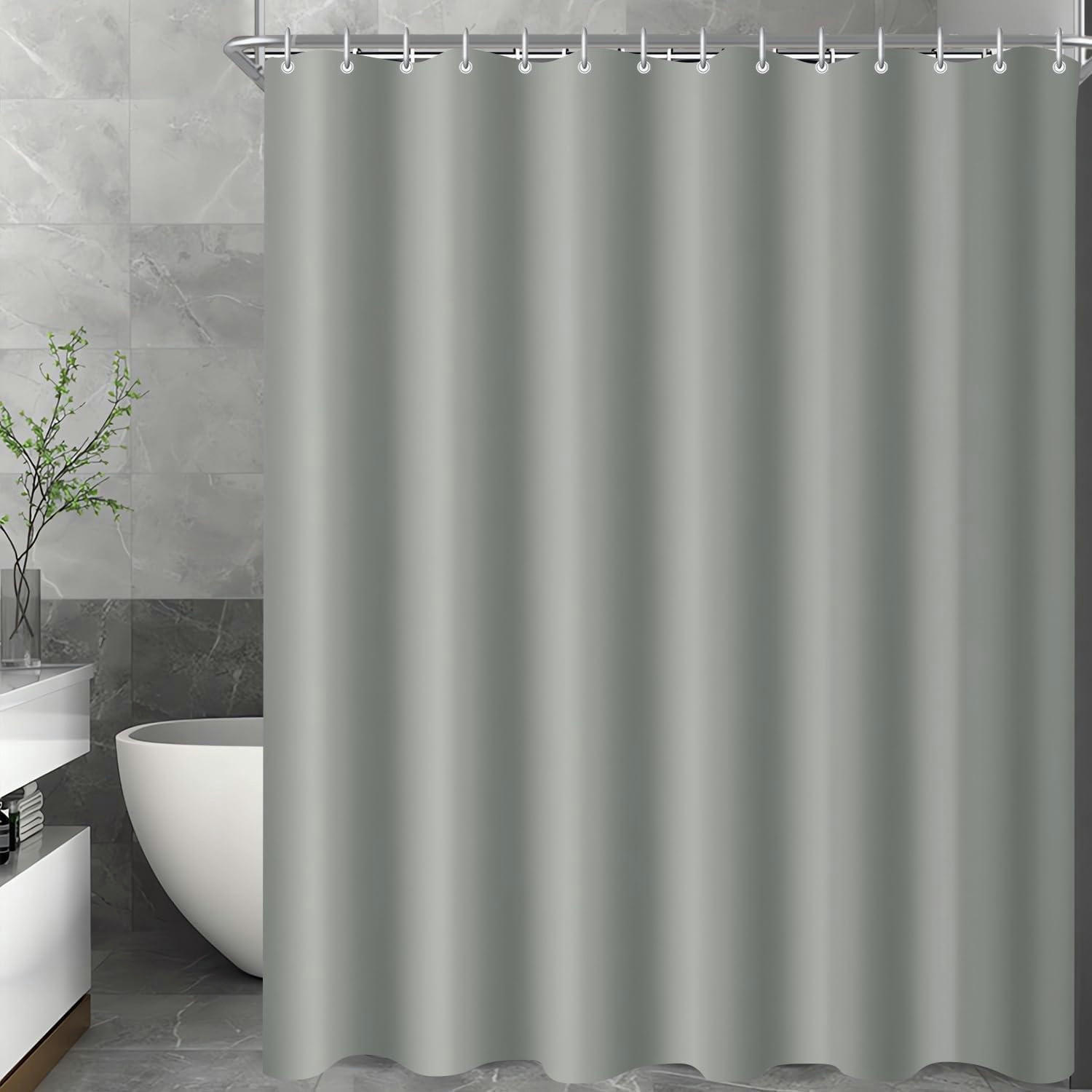DUSCHVORHANG Grau 300 x 180 cm Wasserabweisend Beschwerter Saum Waschbar Polyester - Grau, Textil (300/180cm)