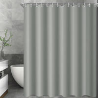 DUSCHVORHANG Grau 300 x 180 cm Wasserabweisend Beschwerter Saum Waschbar Polyester - Grau, Textil (300/180cm)
