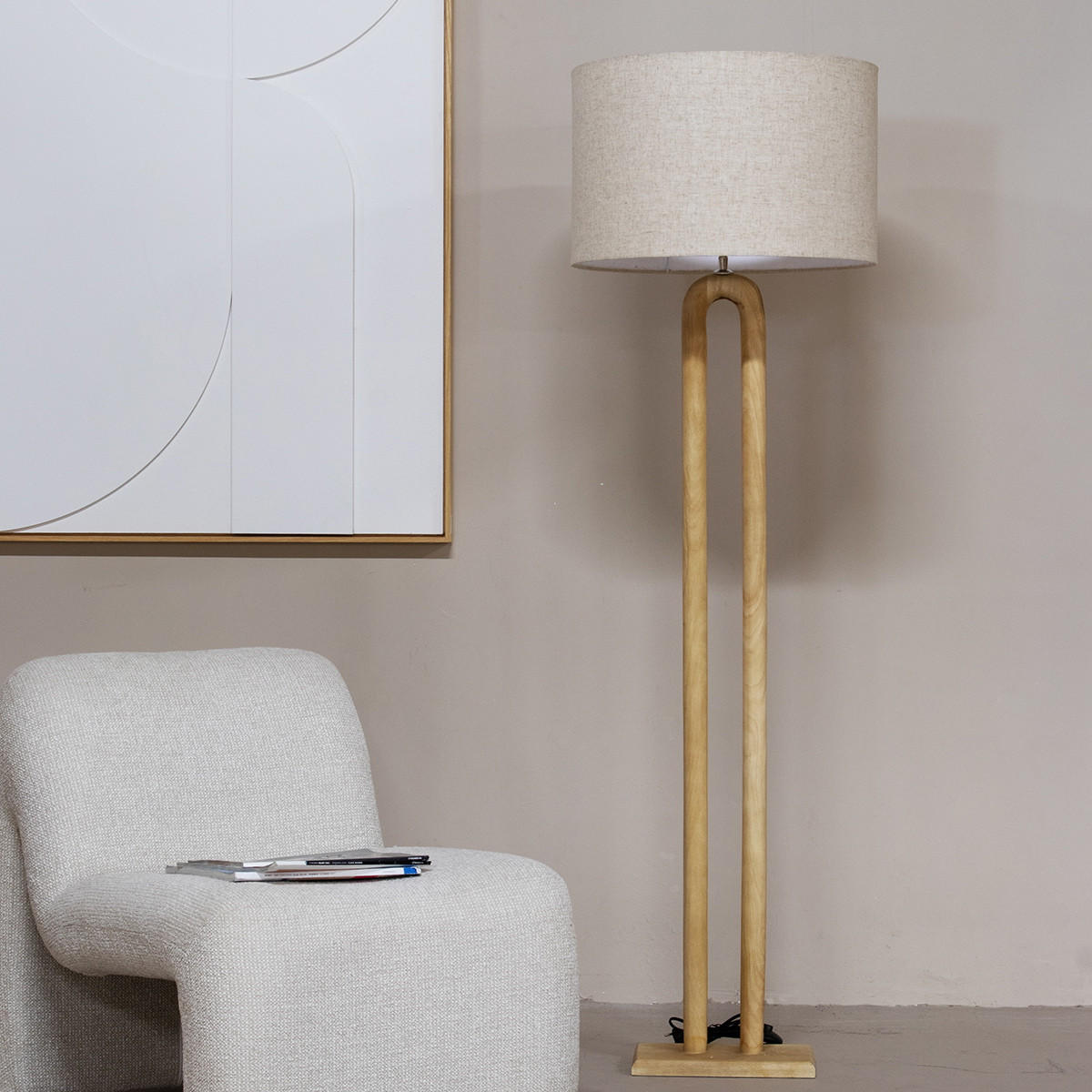 STEHLAMPE aus Mangoholz 125cm, natürlich - Braun, Holz (40/40/125cm) - Giga Meubel