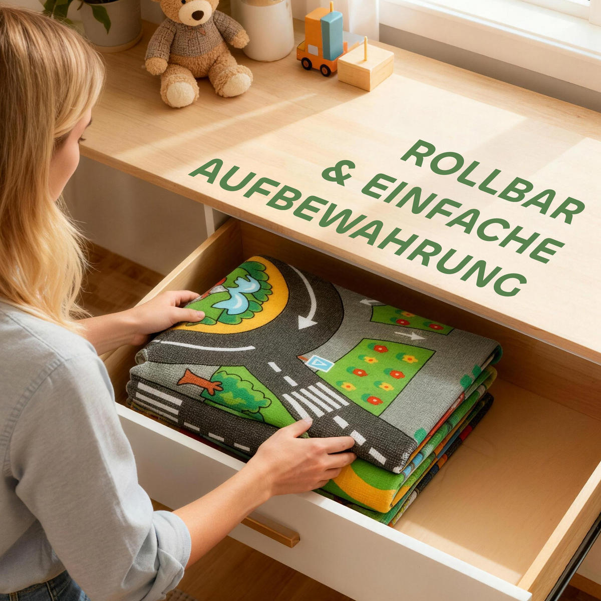 SPIELMATTE Polyester Grau - Grau, Textil - AIYAPLAY