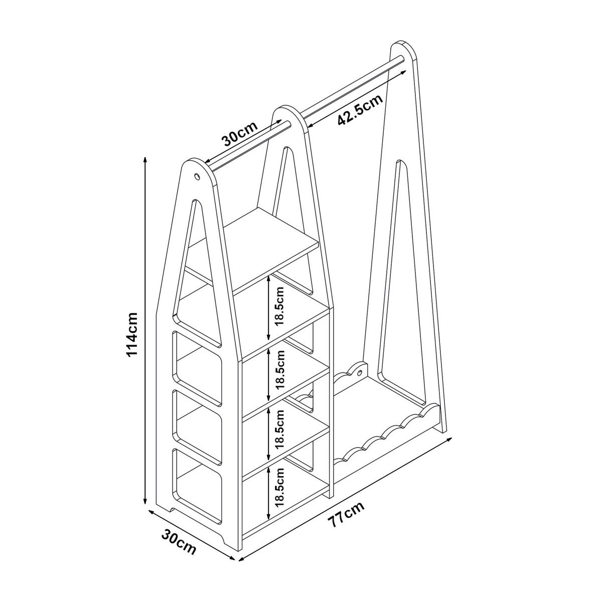 KINDERGARDEROBE Vestnes - Rosa/Weiß, Holzwerkstoff (77/114/30cm) - [en.casa]