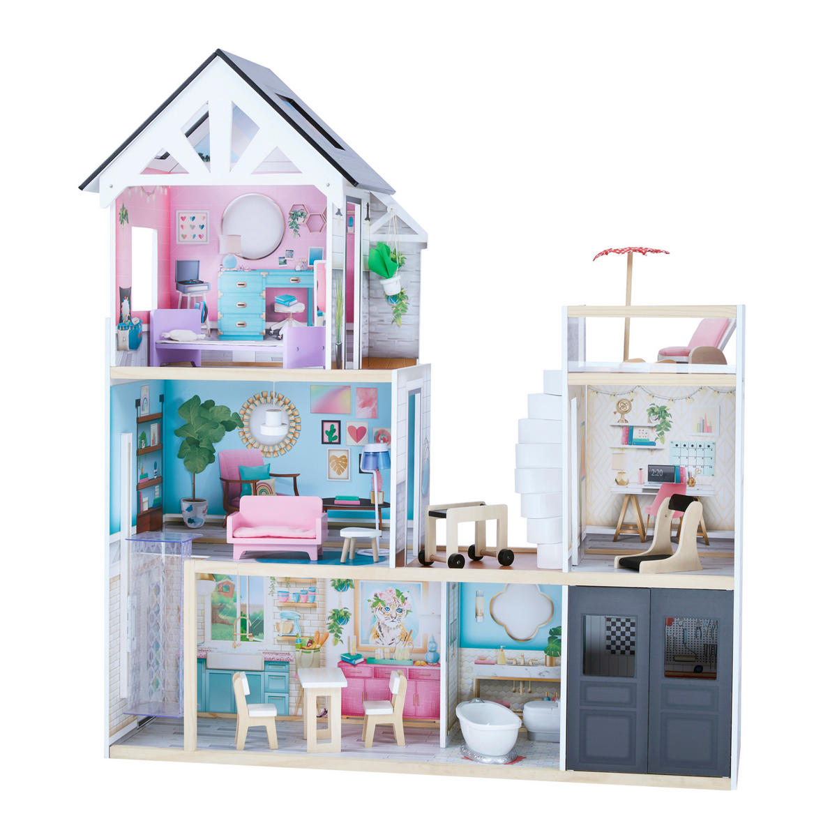 PUPPENHAUS, Mehrfarbig, 125cm - Multicolor, Holz (116/125/34cm) - Teamson Kids