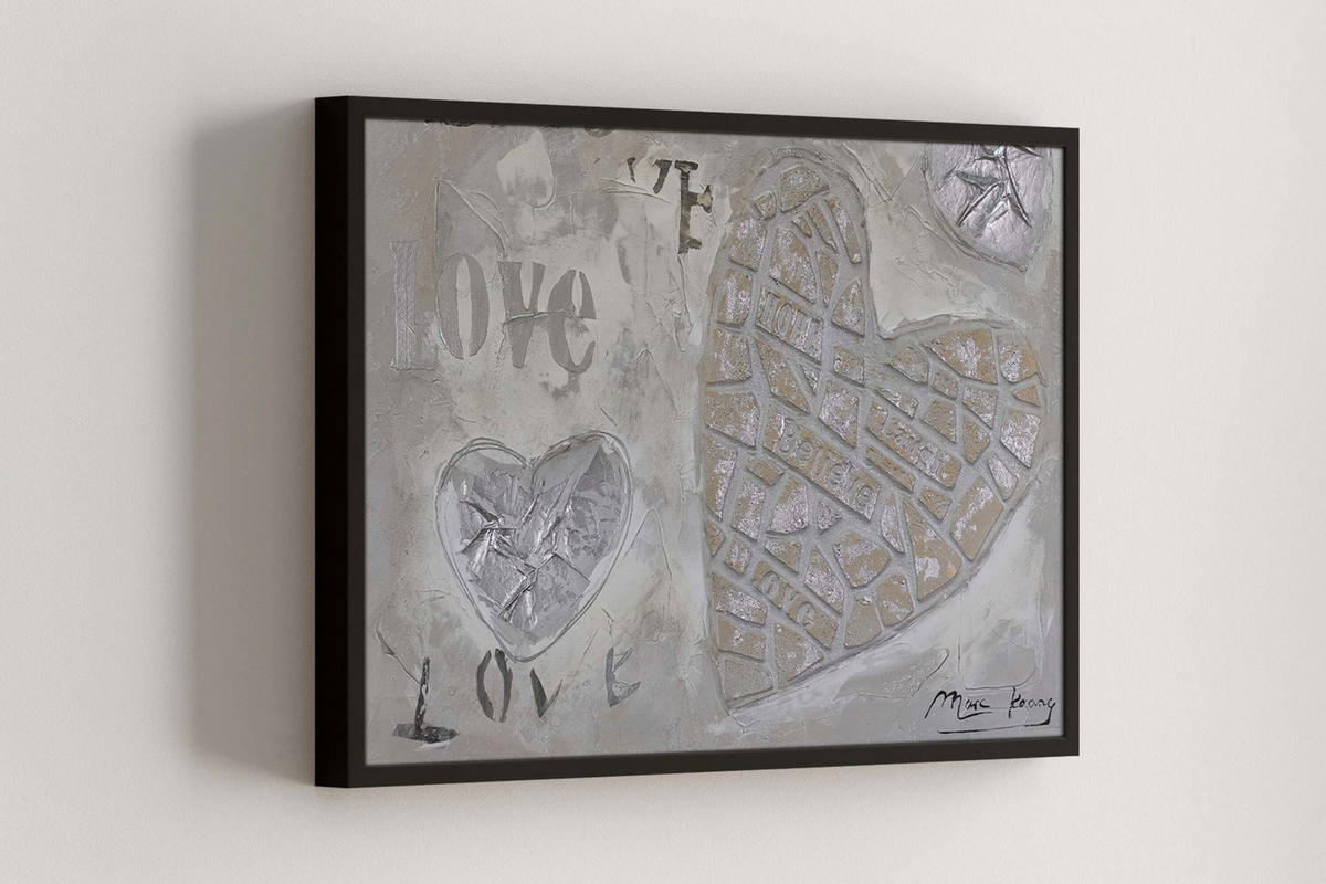 ACRYLBILD HANDGEMALT 80/60 cm - Beige/Grau, Holz/Textil (1.64/60cm) - KUNSTLOFT