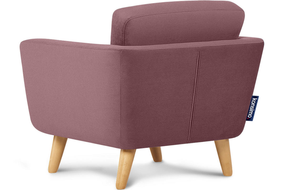 SESSEL TAGIO Massivholz-Beine, rosa - Koralle/Braun, Buchenholz/Textil (86/80/88cm) - KONSIMO®