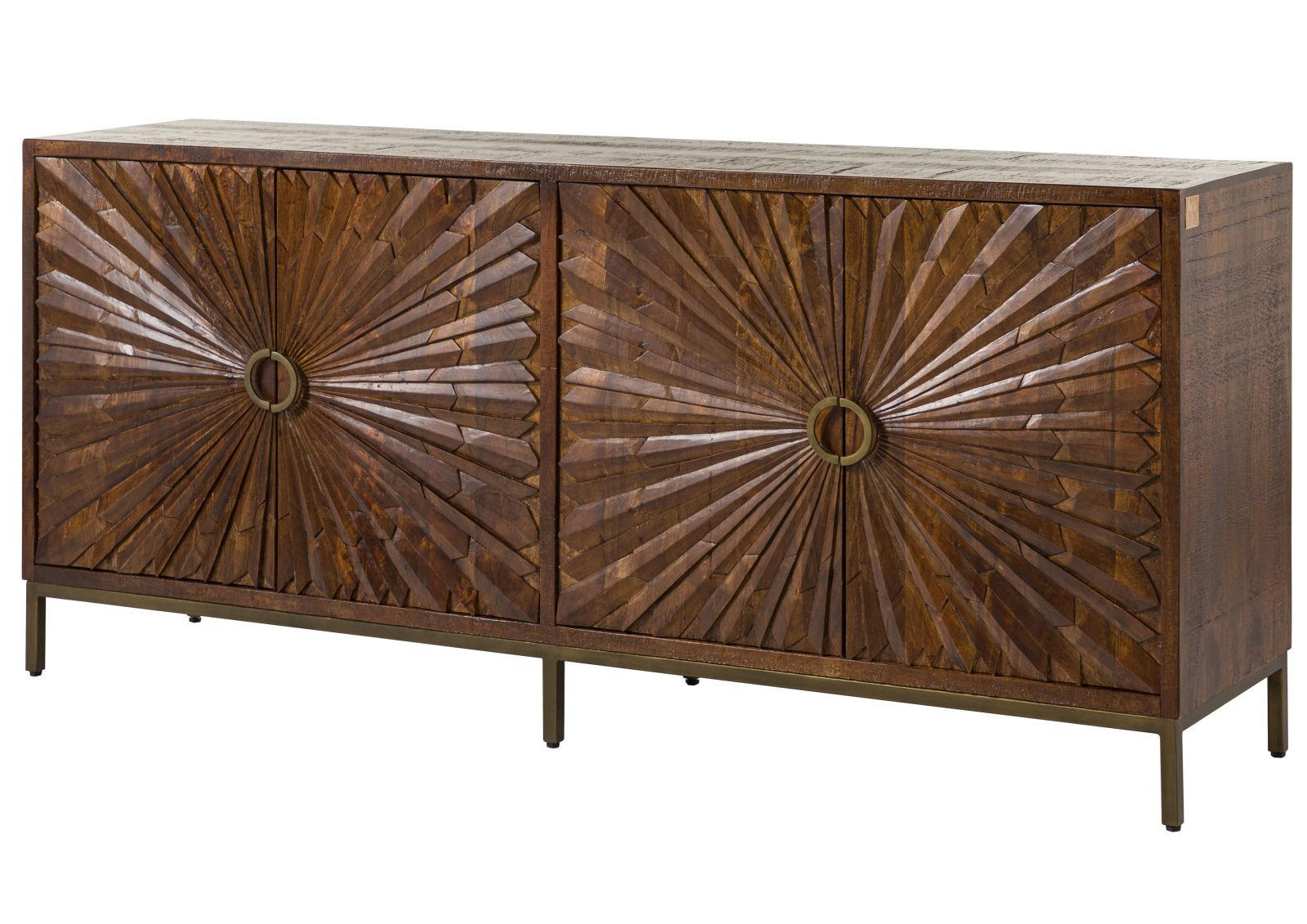 SIDEBOARD Mango 201x48x89 braun lackiert STILMÖBEL #129 - Braun, Holz (201/89/48cm) - Massivmoebel24