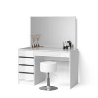 SCHMINKTISCH-SET Imola Weiß 120 cm mit Hocker - Weiß, Holzwerkstoff (120/75/55cm) - Livinity®