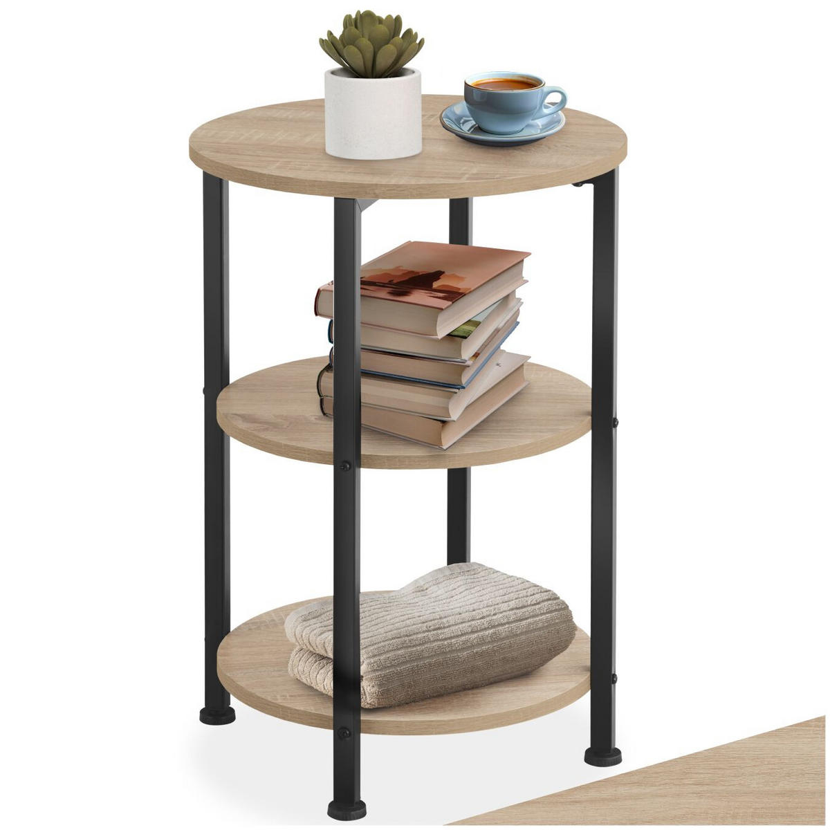 BEISTELLTISCH Colchester,40 x 61 cm,Industrial Holz hell, Eiche Sonoma - Naturfarben, Holz (40/40/61cm) - tectake