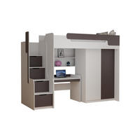 HOCHBETT ARTHUR 90/200 in Weiß/Grau mit Schreibtisch und Kleiderschrank - Weiß/Grau, Holzwerkstoff (90/200cm) - Deine Möbel 24
