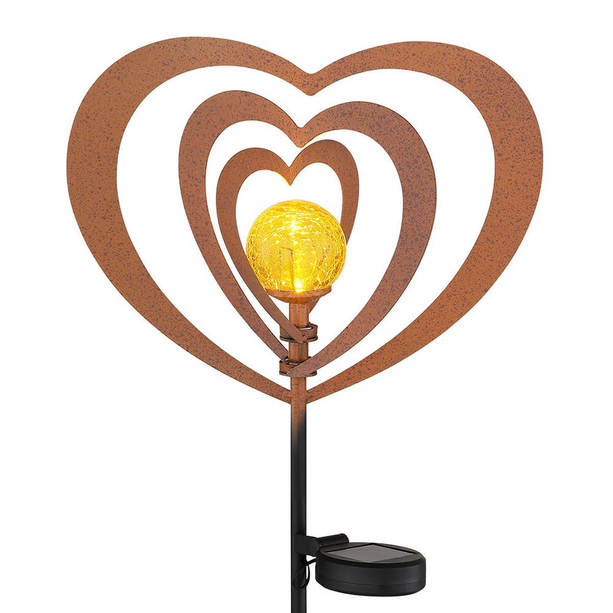SOLARLEUCHTE LED Metall rostfarben Glaskugel matt - Schwarz, Glas (28/6/82cm) - Globo Lighting