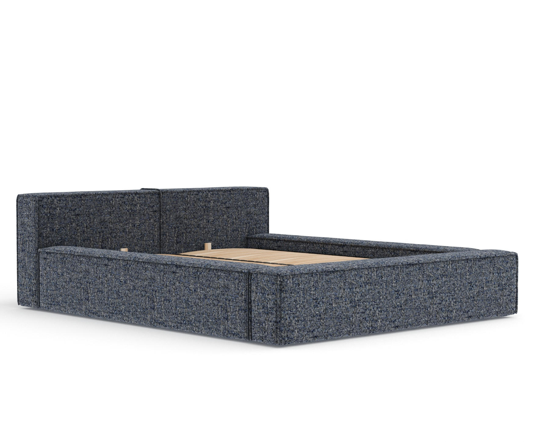 POLSTERBETT Voliera Marineblau 200/200 cm im Webstoff - Birkefarben/Schwarz, Holz/Holzwerkstoff (200/200cm) - Maison de Reve