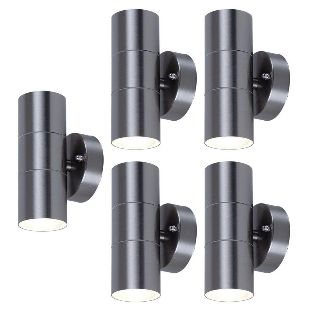 WANDLEUCHTE Edelstahl Silber klar 5er Set - Silberfarben, Glas (6/16/9.3cm)