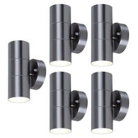 WANDLEUCHTE Edelstahl Silber klar 5er Set - Silberfarben, Glas (6/16/9.3cm)