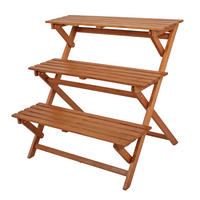 BLUMENTREPPE Rafael 3 Etagen klappbar Eukalyptus Blumenleiter - Naturfarben, Holz (90/86/72cm) - DELUKE