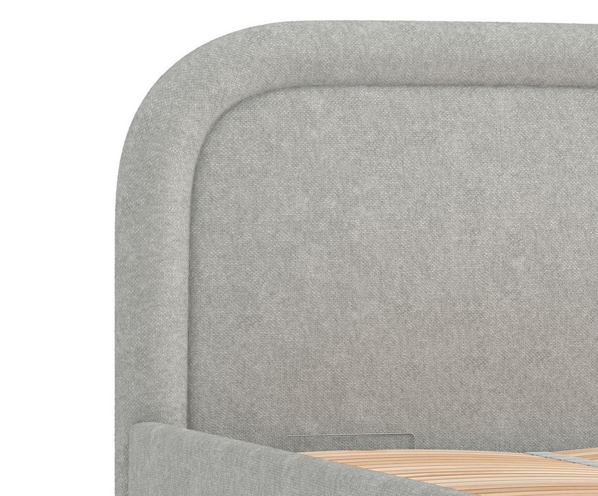 POLSTERBETT Mija Hellgrau 120/200 cm im Chenille-Stoff - Hellgrau/Naturfarben, Holz/Holzwerkstoff (120/200cm) - Maison de Reve
