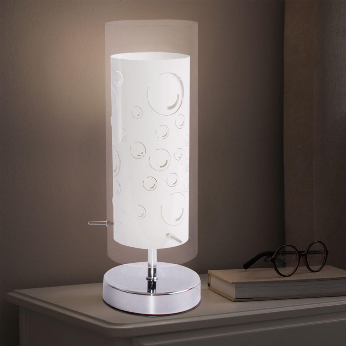 LED TISCHLEUCHTE ESMA Weiß Glas - Weiß, Glas (12/12/34cm)